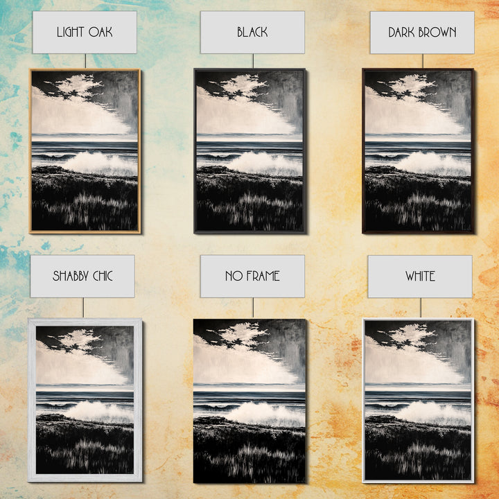 Black and White Ocean, Stormy Seascape, Dramatic Waves, Moody Wall Art, Coastal Home Decor, Canvas Print, Modern Beach House Art