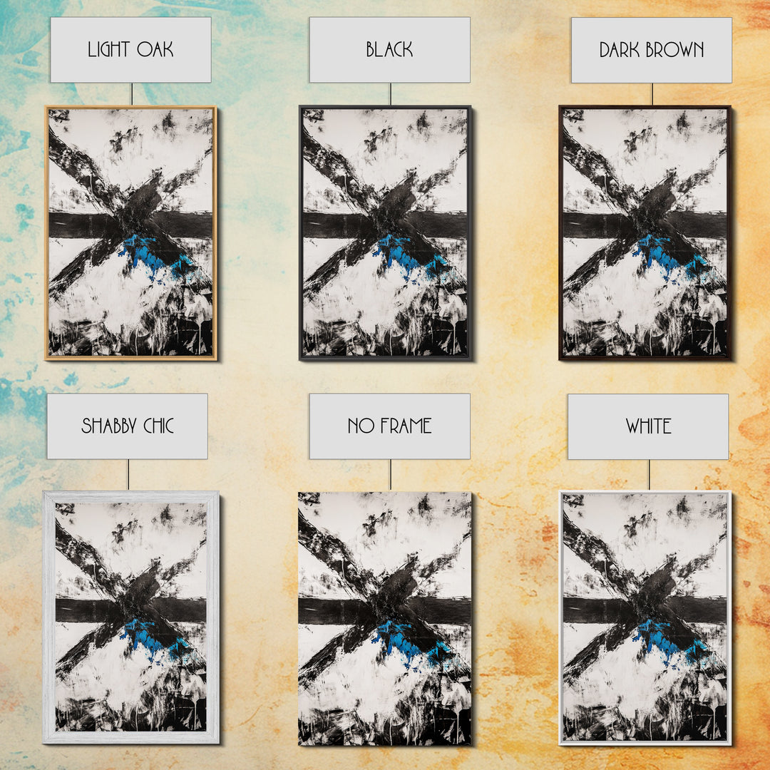 Black White Chaos, Modern Abstract, Bold Brush Strokes, Framed Canvas Print, Office Decor, Industrial Wall Art, Contemporary Art