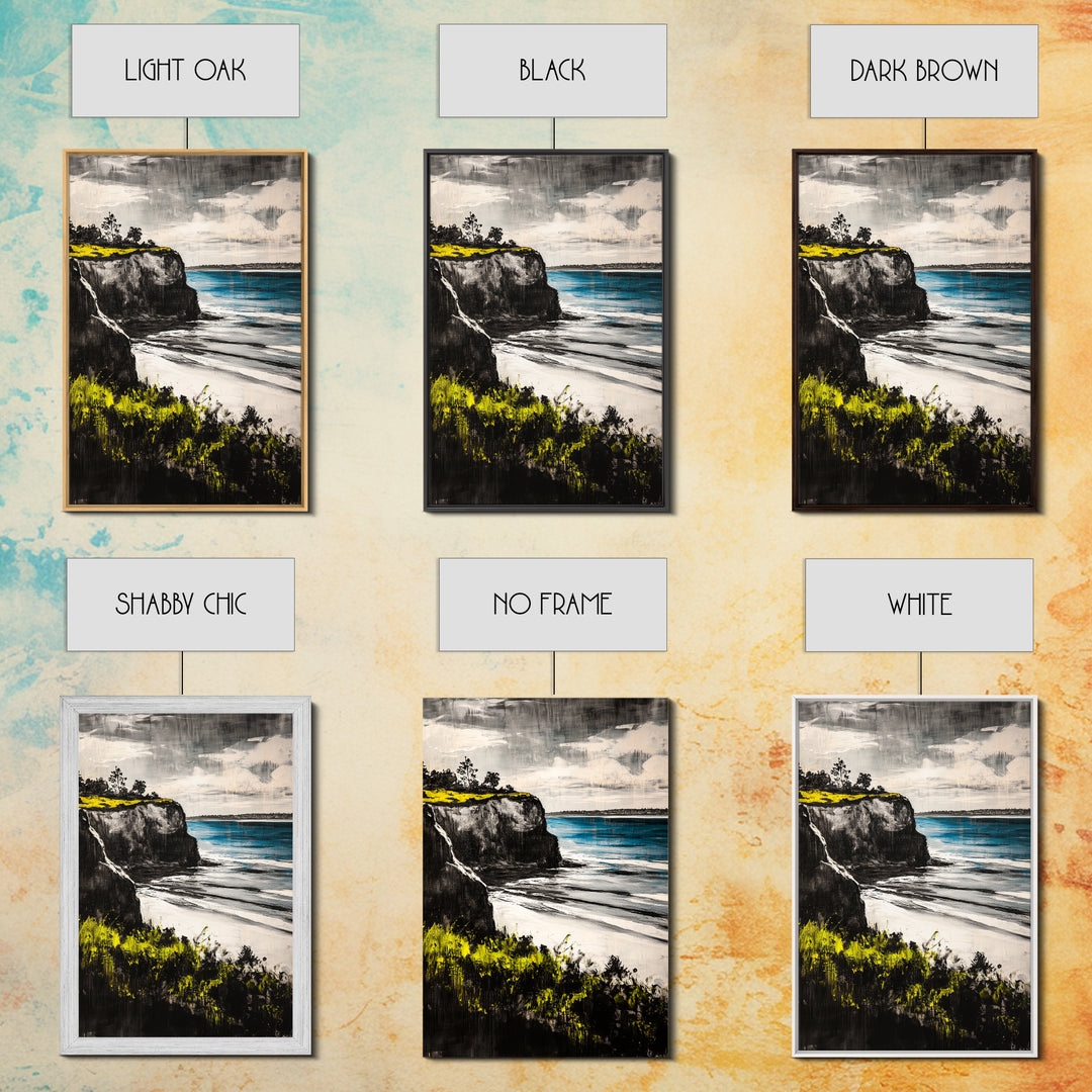 Cliffside View Landscape, Coastal Serenity, Seaside Painting, Nautical Wall Art, Nature Lovers Gift, Relaxing Decor, Framed Canvas Print