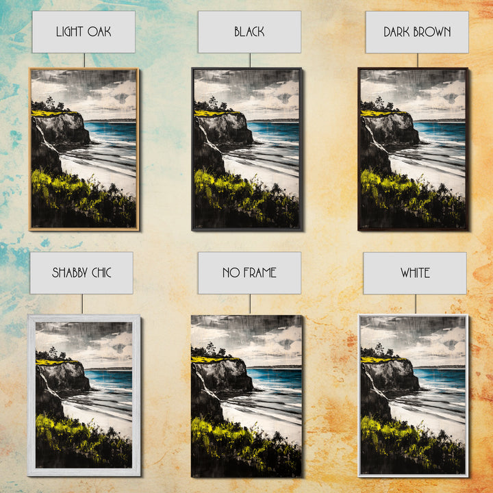 Cliffside View Landscape, Coastal Serenity, Seaside Painting, Nautical Wall Art, Nature Lovers Gift, Relaxing Decor, Framed Canvas Print