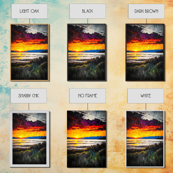 Beach Sunrise, Ocean View, Dramatic Skies, Framed Canvas Print, Large Wall Art, Coastal Home Decor, Serene Landscape, Modern Art