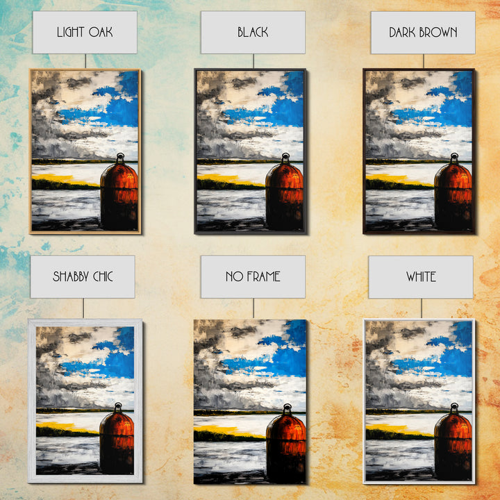 Nautical Buoy Art, Coastal Wall Print, Maritime Home Decor, Rustic Beach House Art, Ocean Themed Artwork, Living Room Framed Canvas Print