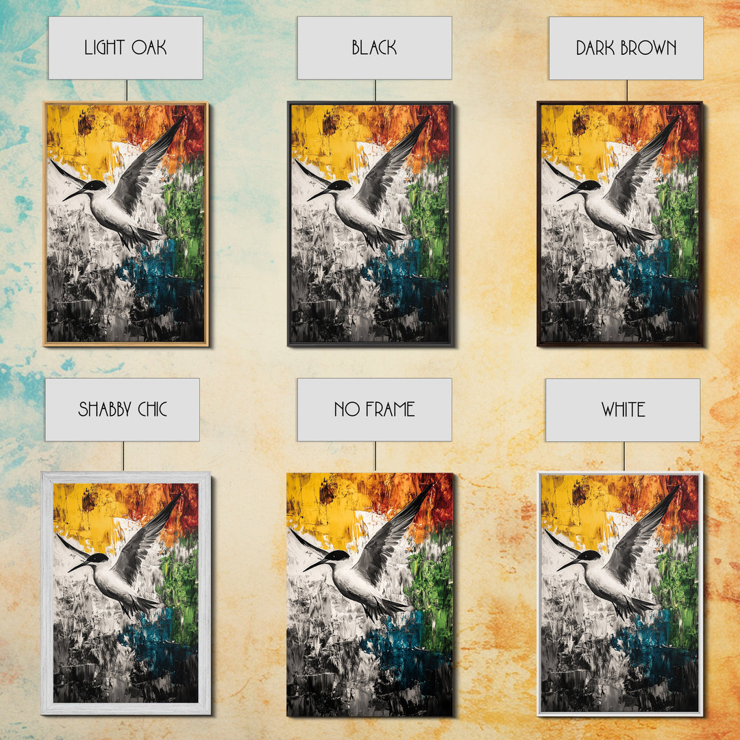 Abstract Bird, Colorful Nature Art, Modern Wildlife Painting, Coastal Framed Canvas Print, Boho Wall Art, Nature Lover Gift, Bedroom Decor