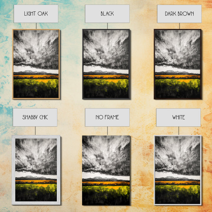Dramatic Sky, Mountain Landscape, Autumn Wall Art, Golden Field Canvas Print, Rustic Home Decor, Modern Farmhouse Art, Large Wall Art