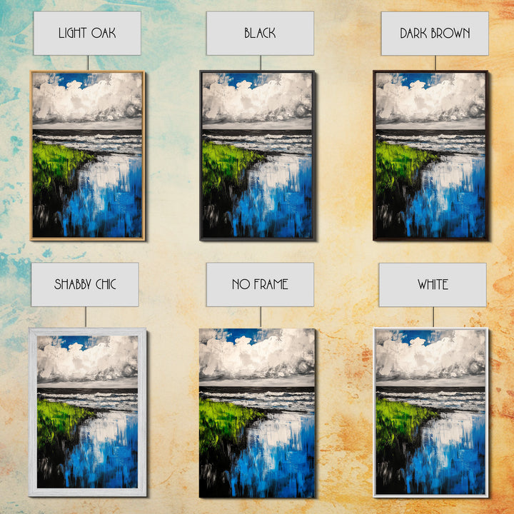 Ocean Reflections, Coastal Wall Art, Blue Abstract Beach Scene, Seascape Framed Canvas Print, Modern Home Decor, Living Room Wall Art