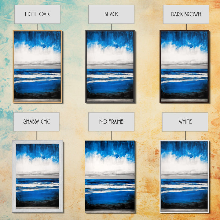 Abstract Seascape, Blue Horizon Art, Minimalist Ocean Painting, Coastal Living Room Decor, Large Framed Canvas Print, Modern Wall Art