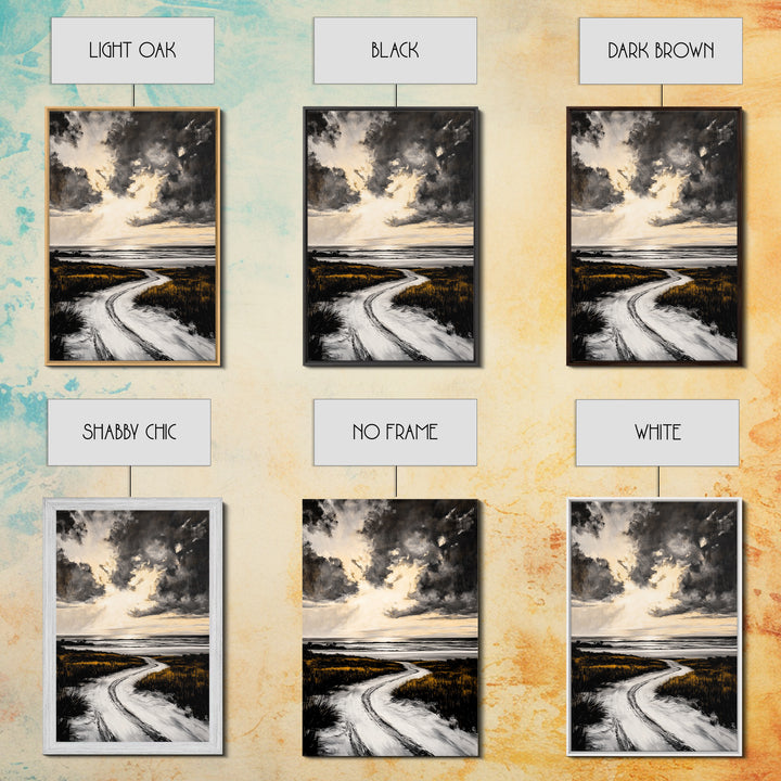 Coastal Sunset, Beach Landscape, Framed Canvas Print, Serene Ocean Art, Golden Hour Painting, Nature Wall Art, Boho Bedroom Decor