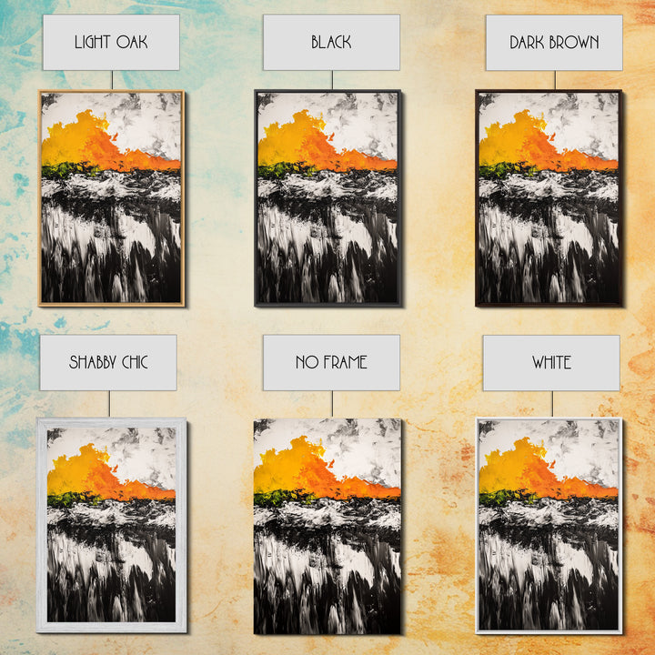 Abstract Fire, Bold Brushstrokes, Framed Canvas Print, Modern Expressionist Art, Living Room Accent, Dramatic Wall Decor, Fall Art