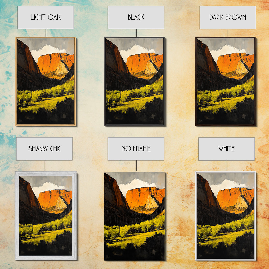 Desert Cliffs, Southwestern Art, Autumn Landscape Painting, Warm Earth Tones, Bold Canyon Decor, Nature Scenic Wall Art, Canvas Print