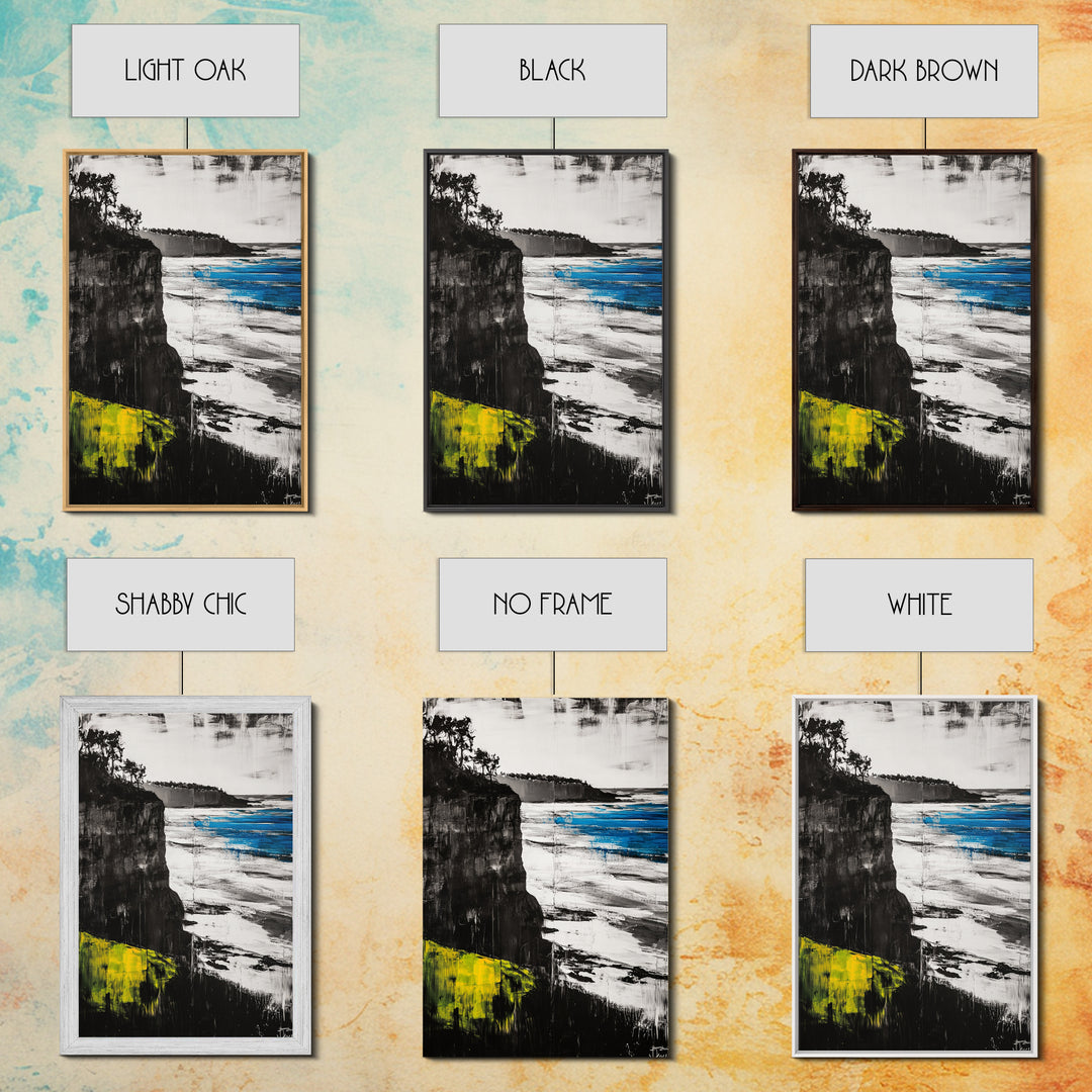 Cliffside View, Ocean Landscape, Modern Coastal Canvas Print, Beach House Wall Art, Black and White Decor, Contemporary Artwork