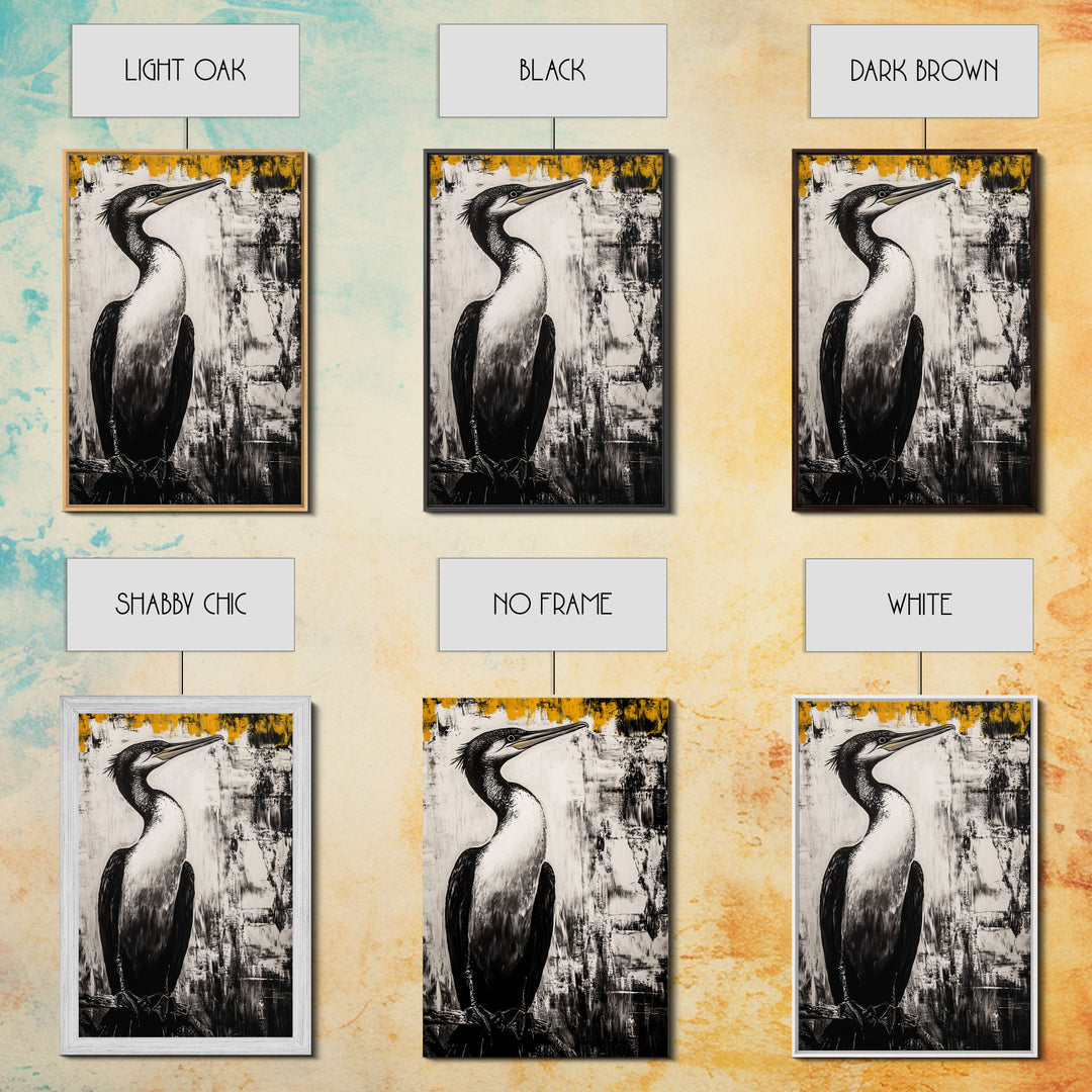 Bird Portrait Art, Nature Print, Wildlife Illustration, Black and White Art, Modern Rustic Decor, Living Room Art, Framed Canvas Print