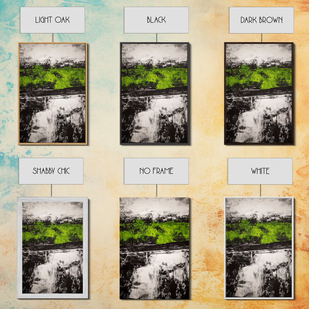 Abstract Art, Green and Black Print, Bold Nature Inspired Decor, Contemporary Wall Art, Modern Home Aesthetic, Framed Canvas Print