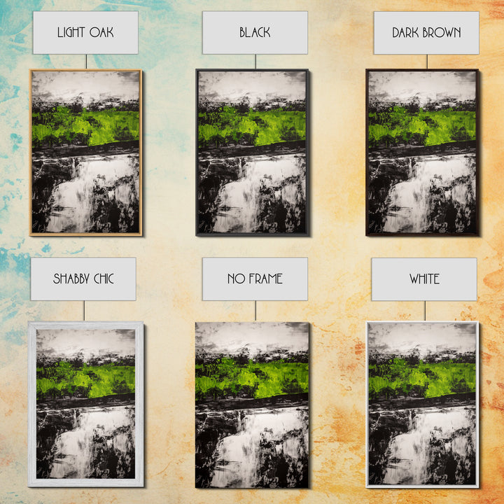 Abstract Art, Green and Black Print, Bold Nature Inspired Decor, Contemporary Wall Art, Modern Home Aesthetic, Framed Canvas Print