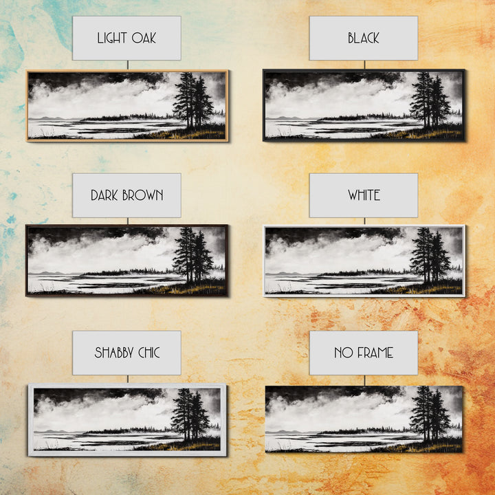 Coastal Landscape Art, Black and White Wall Print, Minimalist Seascape Decor, Modern Beach House Artwork, Canvas Print