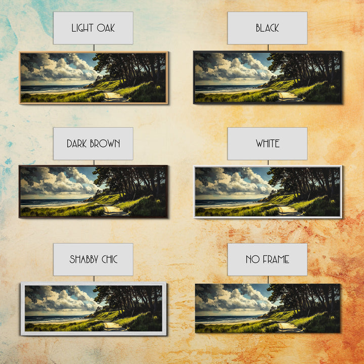 Coastal Path, Ocean View, Beach Landscape, Tranquil Art Print, Blue Green Decor, Relaxing Wall Art, Framed Canvas Print, Housewarming