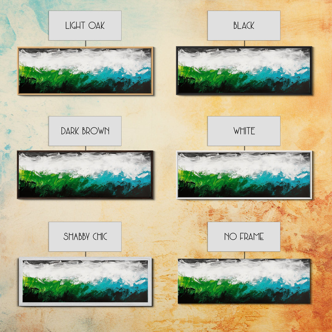 Abstract Seascape, Textured Wave, Coastal Artwork, Modern Ocean Print, Minimalist Blue Green Decor, Framed Canvas Print, Gift Idea