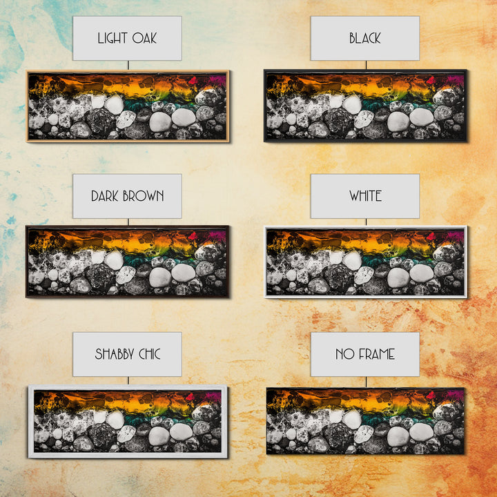 Abstract Stones, Modern Art, Vibrant Wall Decor, Canvas Print, Black White Orange, Office Art, Contemporary Home Decor, Large Wall Art