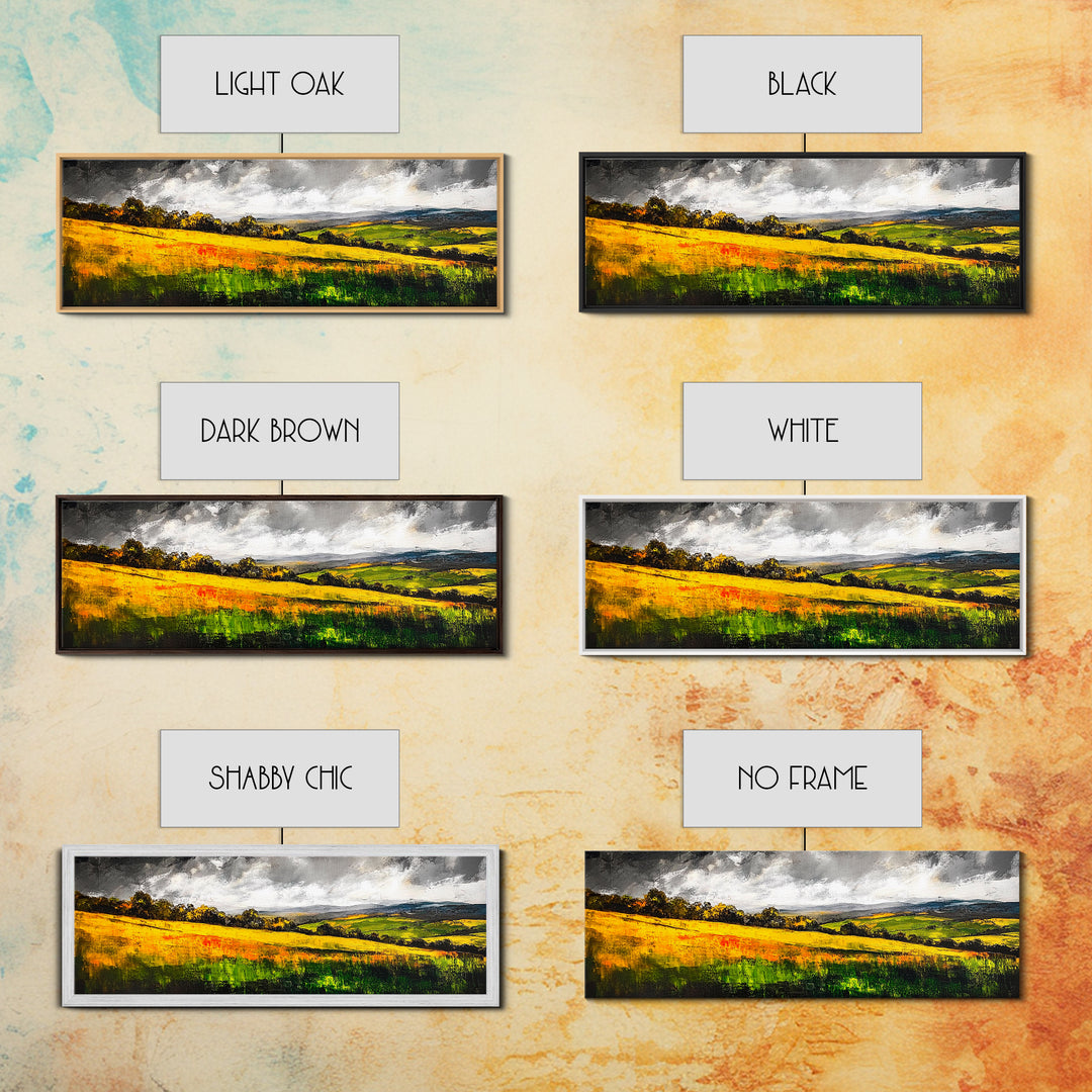 Rolling Hills, Golden Fields, Nature Landscape Art, Framed Canvas Print, Rustic Home Decor, Modern Farmhouse Wall Art, Large Artwork