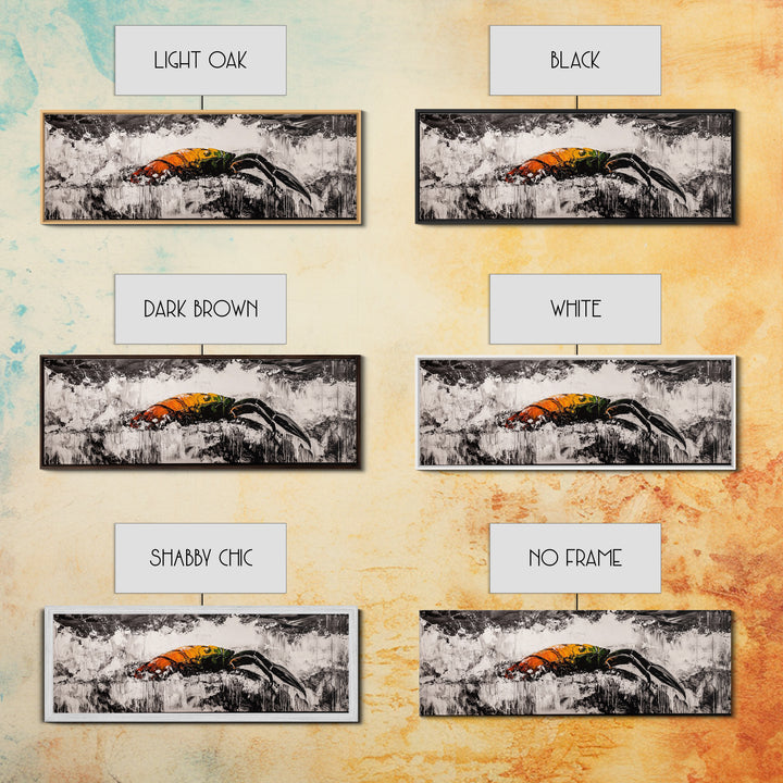 Crashing Waves, Lobster Art, Coastal Abstract, Canvas Print, Nautical Home Decor, Seafood Kitchen Art, Beach House Wall Art