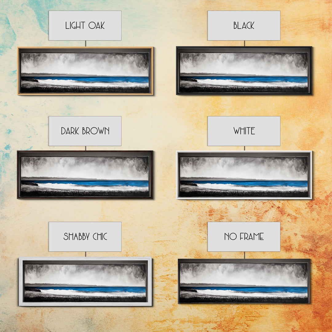 Coastal Serenity, Ocean Waves, Minimalist Decor, Framed Canvas Print, Modern Beach Wall Art, Living Room Artwork, Blue Seascape