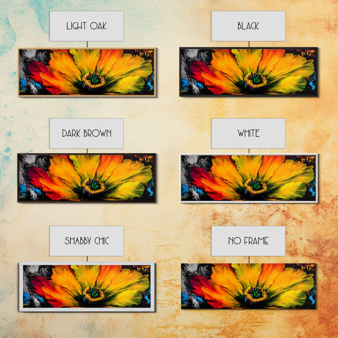 Abstract Flower, Bold Colors, Floral Wall Art, Vibrant Home Decor, Modern Impressionism, Fall Decor, Framed Canvas Print, Bedroom Wall Art