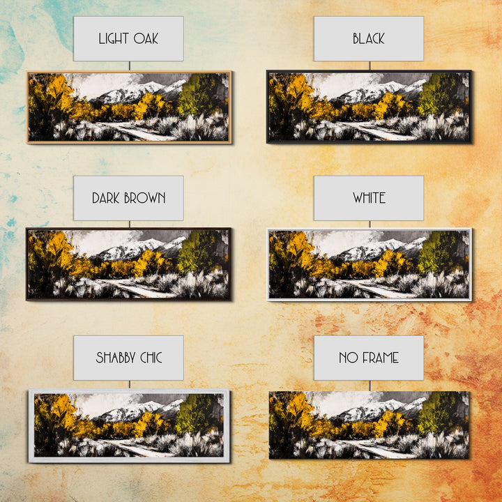 Autumn Forest Scene, Yellow Tree Painting, Rustic Nature Print, Cozy Living Room Wall Decor, Large Canvas Print, Framed Canvas Print