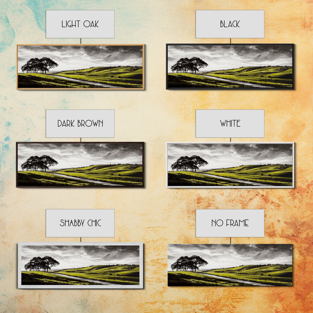 Rolling Hills, Nature Wall Art, Country Landscape Painting, Warm Autumn Tones, Rustic Home Decor, Framed Canvas Print, Living Room