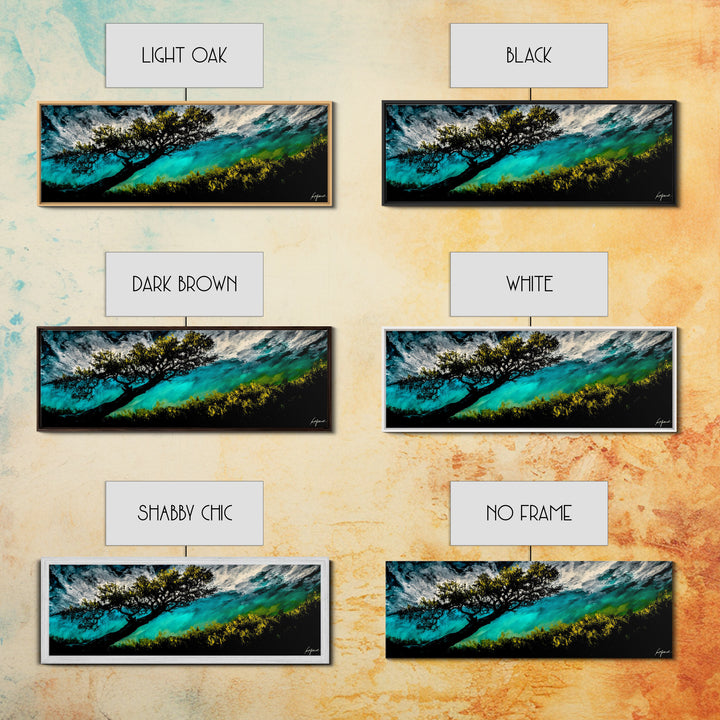 Abstract, Windy Tree, Coastal, Storm, Framed Canvas Print, Moody Wall Art, Large Wall Art, Nature Art, Modern Home Decor, Living Room Wall Art