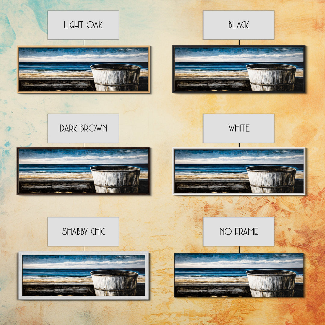 Beach Barrel, Nautical Wall Art, Coastal Home Decor, Canvas Print, Ocean Blue Wall Art, Rustic Seaside, Living Room Decor, Beach House Art