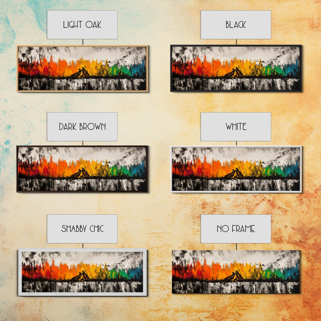 Campfire Nights, Fall Decor, Outdoor Adventure Art, Canvas Print, Rustic Home Wall Art, Cozy Fireplace Painting, Nature Lover Gift