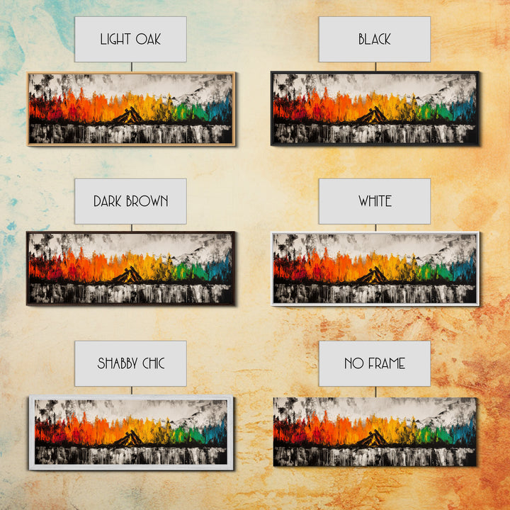 Campfire Nights, Fall Decor, Outdoor Adventure Art, Canvas Print, Rustic Home Wall Art, Cozy Fireplace Painting, Nature Lover Gift