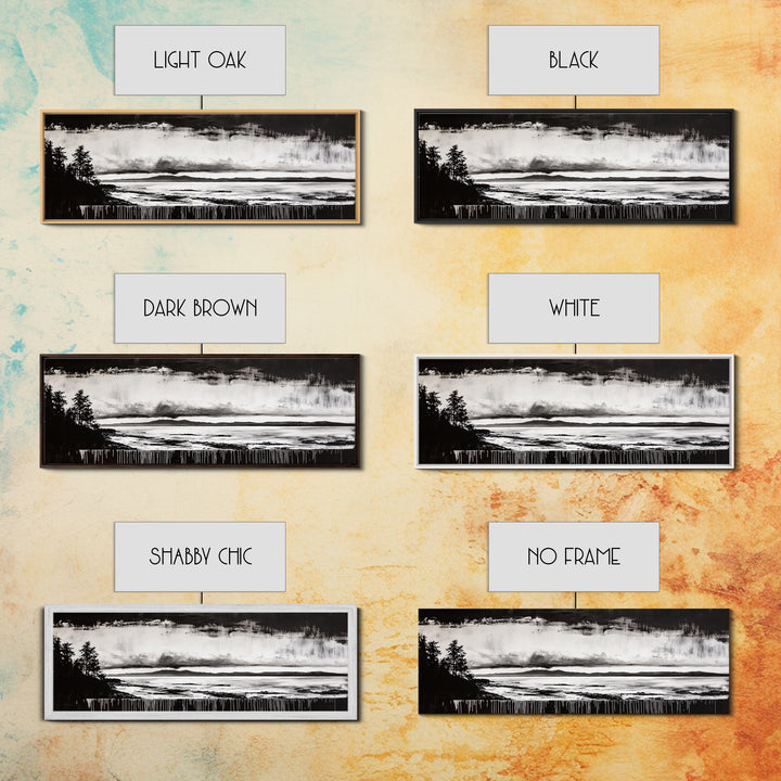 Black White Seascape, Ocean Storm, Dramatic Sky, Framed Canvas Print, Minimalist Art, Coastal Wall Decor, Office Accent, Nautical Home Art