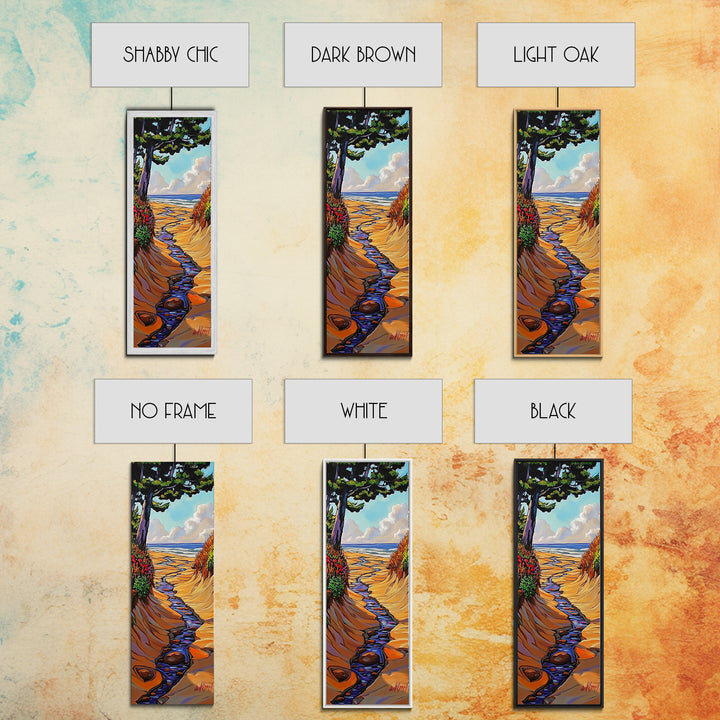 Beach Stream, Trees Coastal, Serene golden shore view Canvas Print, nature landscape art, beach house wall decor, nature decor