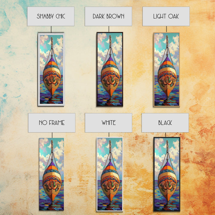 Buoy, Ocean, Nautical, Decorative, Framed Canvas Print whimsical nautical buoy painting coastal boho wall art beach house bathroom decor