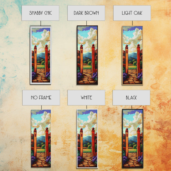 Country Gate, Meadow, Rustic Garden Landscape Framed Canvas Print, Farmhouse Wall Art, Autumn Entryway Decor, Peaceful Nature Scene