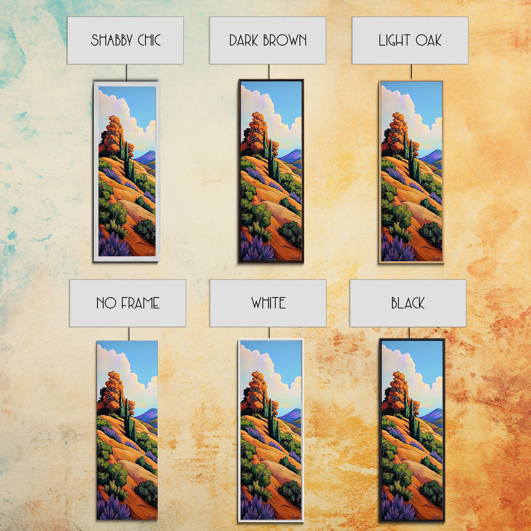 Autumn Hillside, Trees, Landscape — Framed Canvas Print of fall countryside with trees, perfect Fall Bedroom Art or Rustic Living Room Wall Art