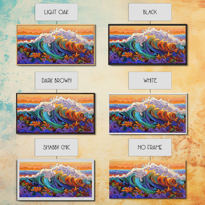 Bold Waves, Abstract, Ocean, Canvas Print, vibrant ocean wave art, abstract palette knife style, beach home décor, kitchen wall art