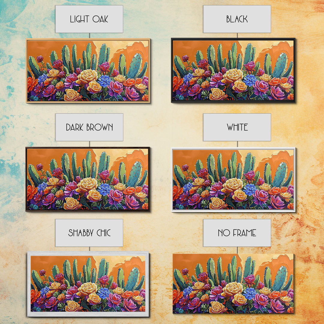 Cactus Flower, Bloom, Garden, Framed Canvas Print desert botanical artwork Kitchen Wall Art boho floral art vibrant home accent