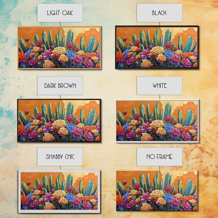 Cactus Flower, Bloom, Garden, Framed Canvas Print desert botanical artwork Kitchen Wall Art boho floral art vibrant home accent