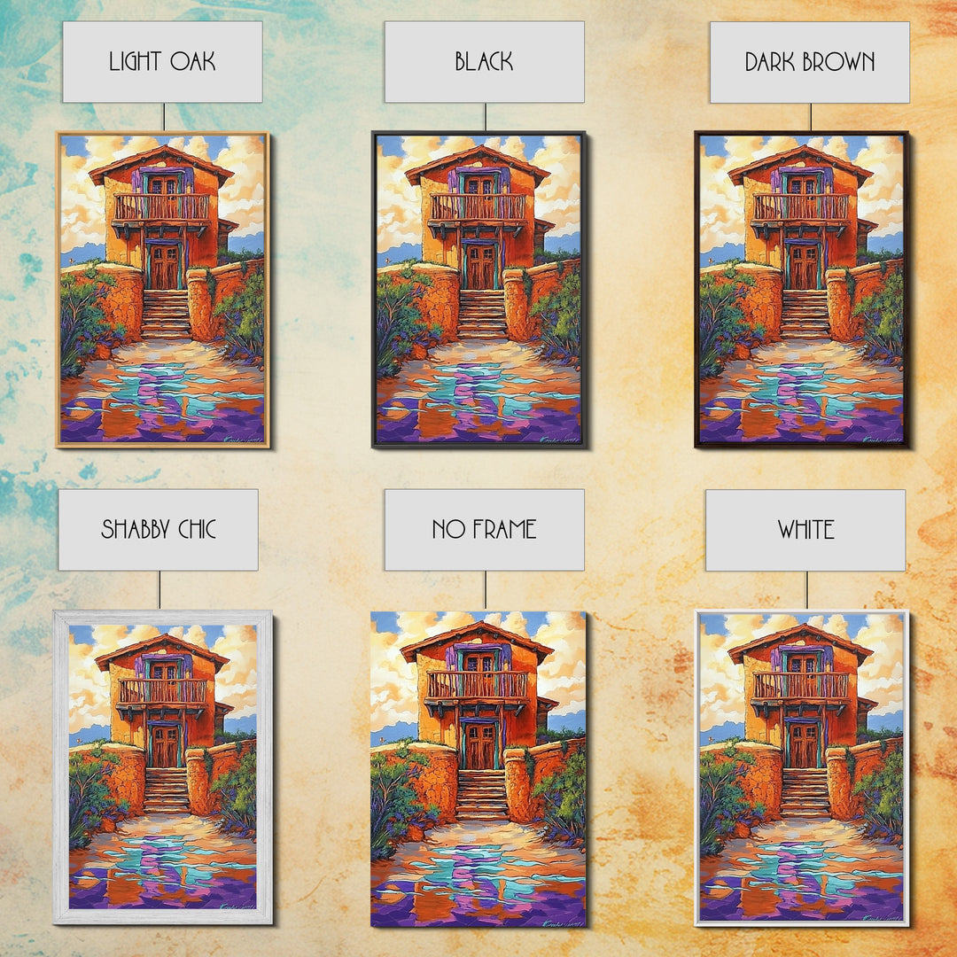 Adobe Desert, House, Framed Canvas Print, Rustic Southwest Wall Art, Earth Tone Adobe Home Decor, Boho Fall Art, Entryway Statement Piece