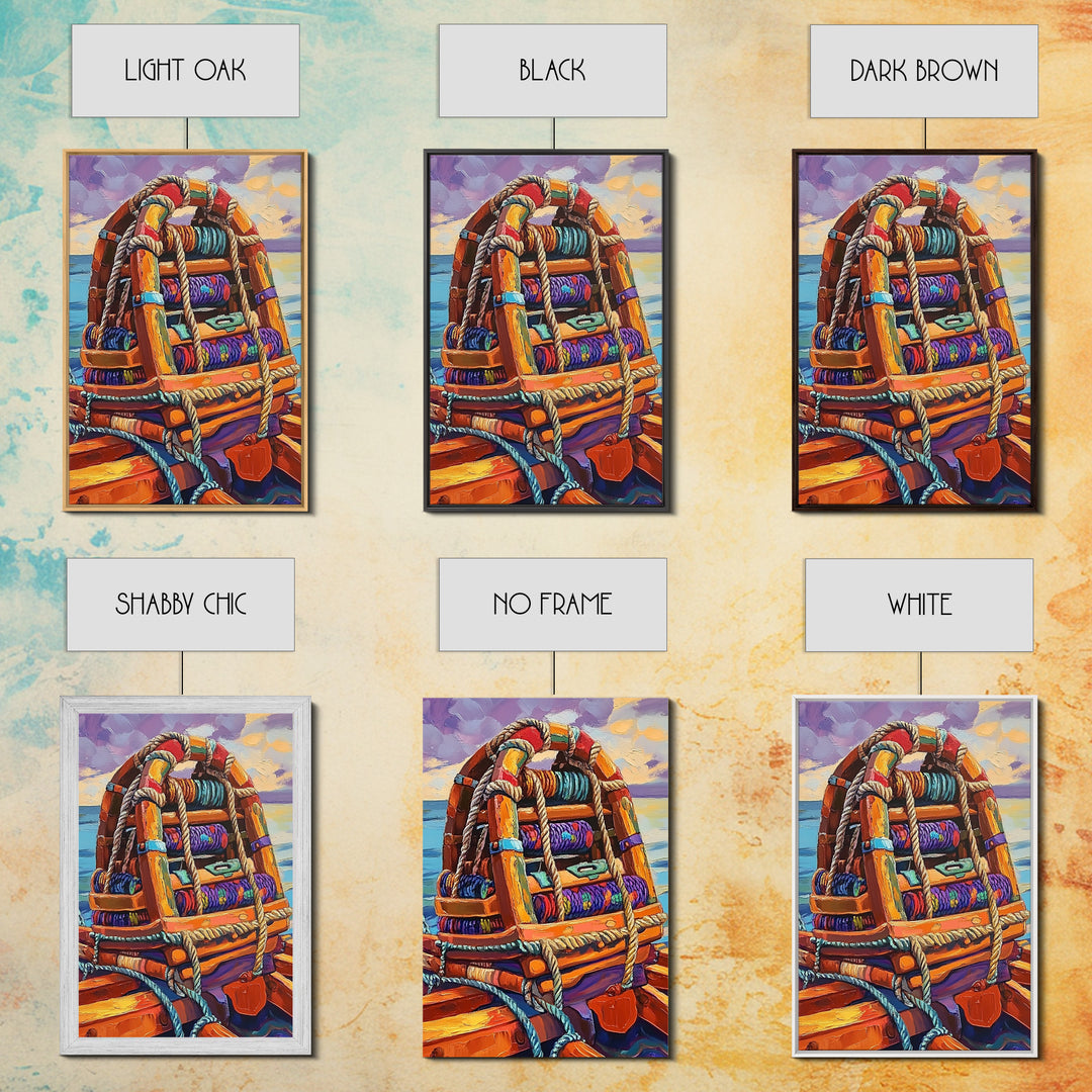 Rope Dock Sunset, Nautical, Framed Canvas Print, Nautical Rope Dockside Art, Sunset Painting, Coastal Seaside Wall Decor, Living Room Decor