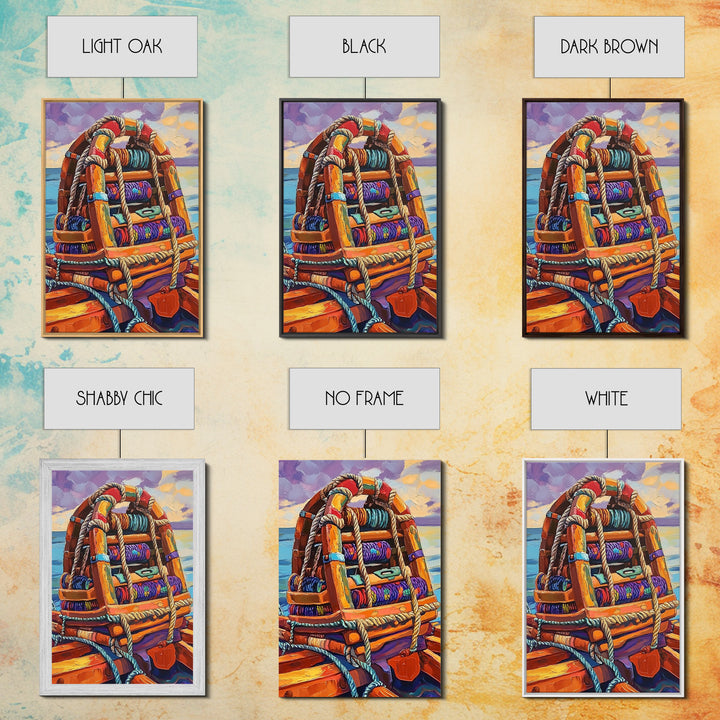 Rope Dock Sunset, Nautical, Framed Canvas Print, Nautical Rope Dockside Art, Sunset Painting, Coastal Seaside Wall Decor, Living Room Decor