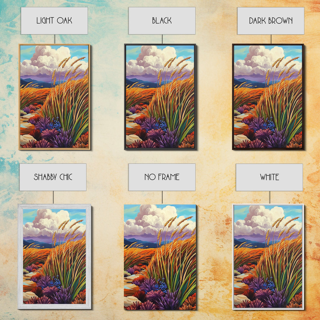 Autumn Prairie, Golden Fields, Windy Wheat, Nature Trail, Framed Canvas Print, Fall Wall Art, rustic farmhouse decor, cozy style