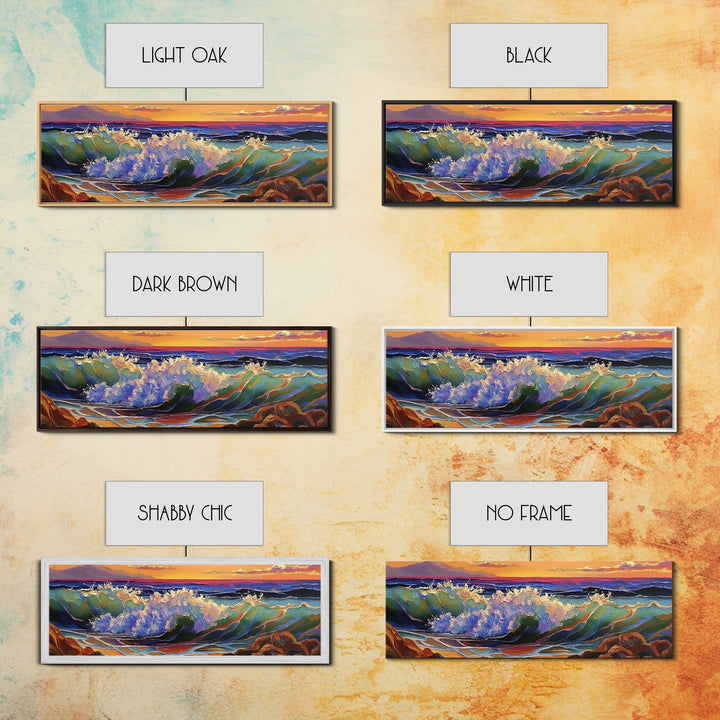 Breaking Wave, Seascape Sunset, Surf Art, Tranquil Ocean, Framed Canvas Print, Beach House Wall Art, Coastal Living Decor, Nature Scene