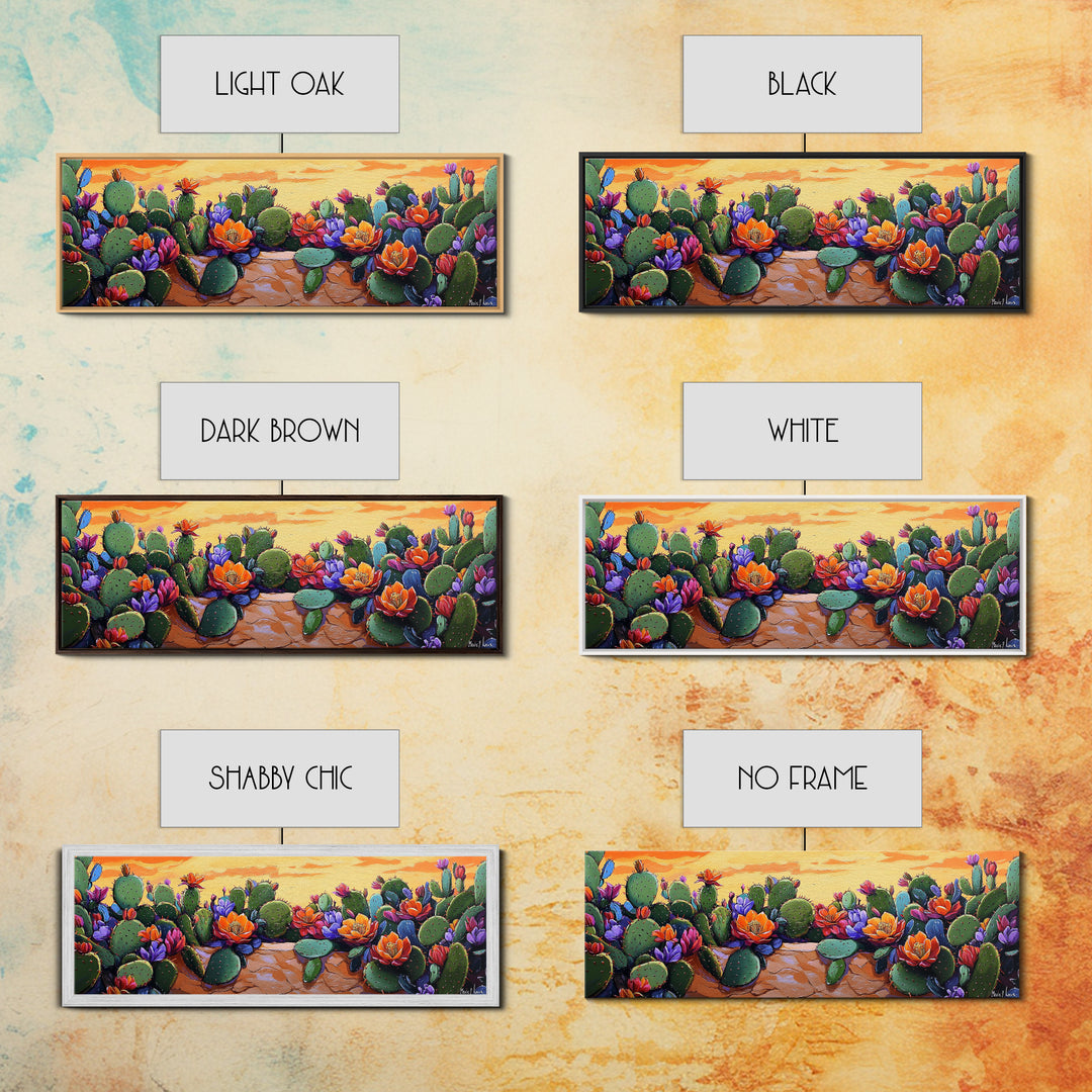 Cactus Garden Bloom, Southwest Succulent Art, Bright Floral Desert Scene, Framed Canvas Print, Kitchen Wall Art, Boho Botanical Decor