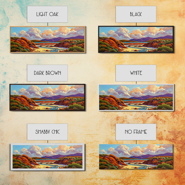 Desert Oasis, Canyon River, Cloudy Sky, Canvas Print, Southwest Landscape Art, Living Room Wall Art, Warm Earth Tone Decor