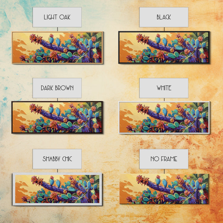 Cactus Bloom Field, Desert Botanical Art, Succulent Flower Print, Framed Canvas Print, Kitchen Wall Art, Vibrant Garden, Boho Decor