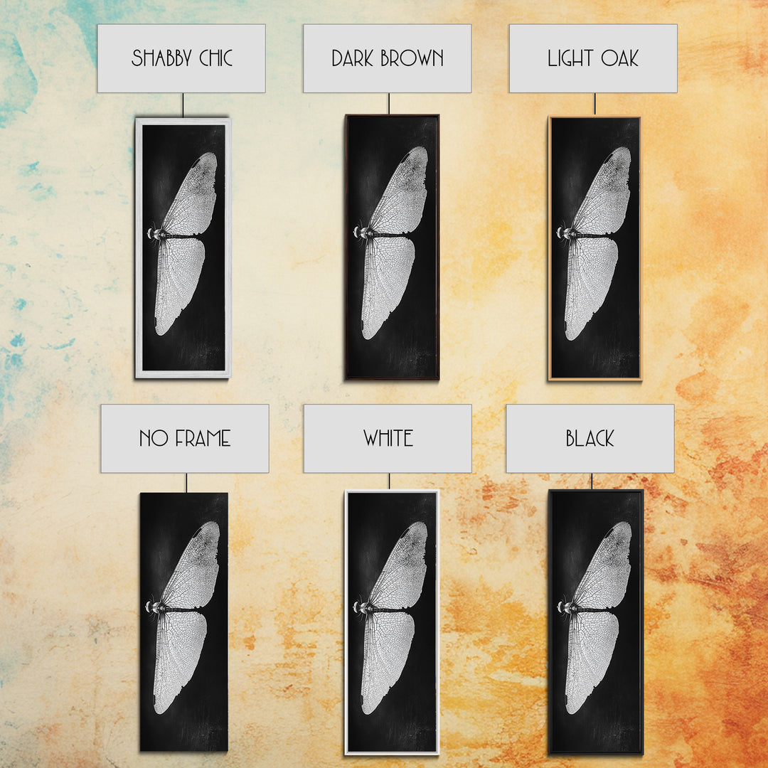 Dragonfly Wings Macro, Nature Insect Print, Detailed Bug Art, Minimalist Scientific Wall Decor, Framed Canvas Print, Study Room Art