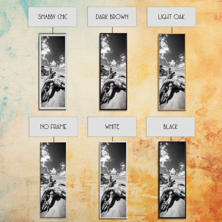 Coastal Driftwood, Sandy Beach, Ocean View, Rustic Style, Canvas Print, Fall Wall Art, Bathroom Decor, Nature Photography Art