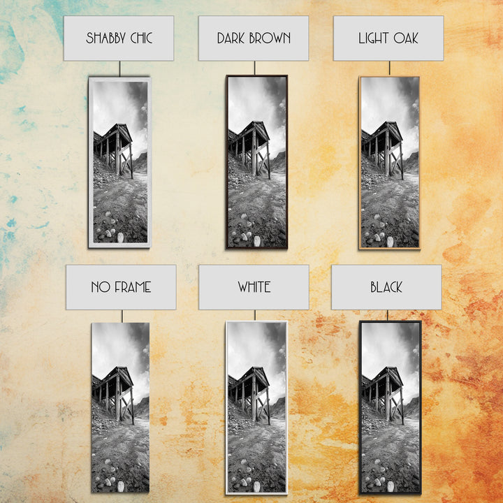 Abandoned Mine, Wooden Structure, Desert Scene, Western Vibes, Black and White Canvas Print, Industrial Rustic Living Room Wall Art